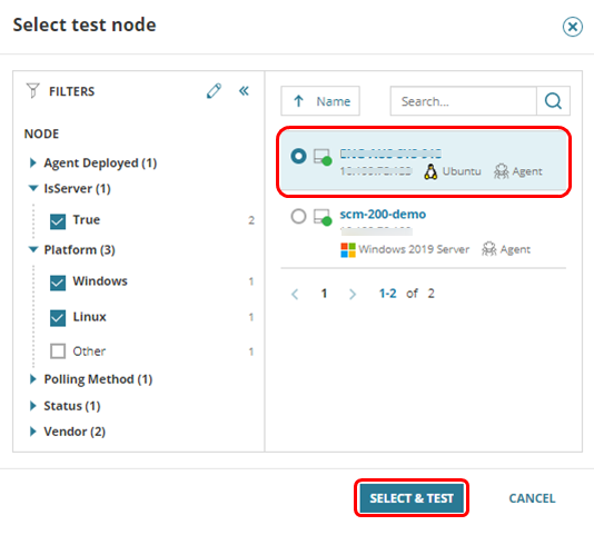 Select and test node
